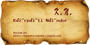 Kárpáti Nándor névjegykártya